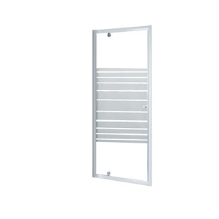 Baseline - Douchedeur 80 X 185cm - Wit Profiel - 4 Mm Gestreept Glasmotief