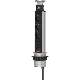 Brennenstuhl Stekkerdoos Tower Power 3 Stopcontacten 2 Usb Poorten 1,5 Meter