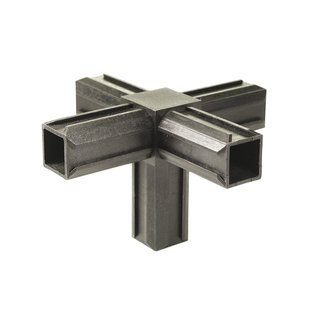 Xd-buisverbinder Kruisstuk Met Een Haakse Afloop Materiaal: Polyamide, Kleur: Zwart 20 X 20 X 1,5 Mm
