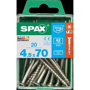Spax Universele Schroef T-star Rvs Verzonken Kop Torx T20 - 4,5x70mm - 20 Stuks