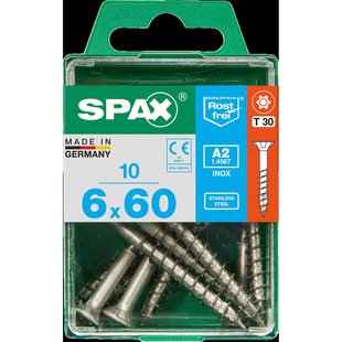 Spax Universele Schroef T-star Rvs Verzonken Kop Torx T30 - 6x60mm - 10 Stuks