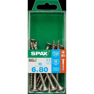 Spax Universele Schroef T-star Rvs Verzonken Kop Torx T30 - 6x80mm - 10 Stuks
