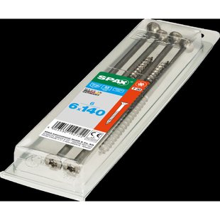 Spax Universele Schroef T-star Rvs Verzonken Kop Torx T30 - 6x140mm - 6 Stuks