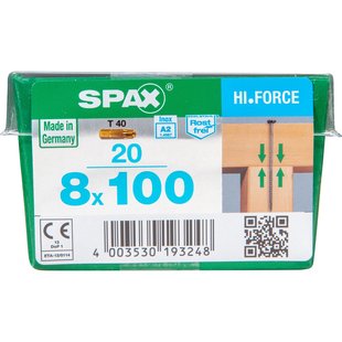 Spax Universele Schroef T-star Rvs Discuskop Torx T40 - 8x100mm - 20 Stuks