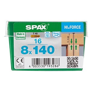 Spax Universele Schroef T-star Rvs Verzonken Kop Torx T40 - 8x140mm - 16 Stuks