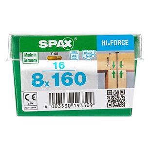 Spax Universele Schroef T-star Rvs Discuskop Torx T40 - 8x160mm - 16 Stuks