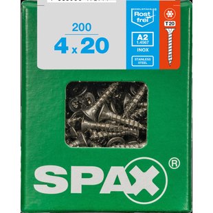 Spax Universele Schroef T-star Rvs Verzonken Kop Torx T20 - 4x20mm - 200 Stuks