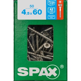 Spax Universele Schroef T-star Rvs Verzonken Kop Torx T20 - 4,5x60mm - 50 Stuks