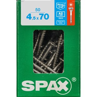 Spax Universele Schroef T-star Rvs Verzonken Kop Torx T20 - 4,5x70mm - 50 Stuks