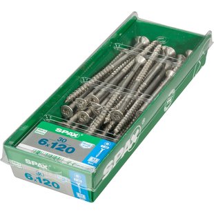 Spax Universele Schroef T-star Rvs Verzonken Kop Torx T30 - 6x120mm - 30 Stuks