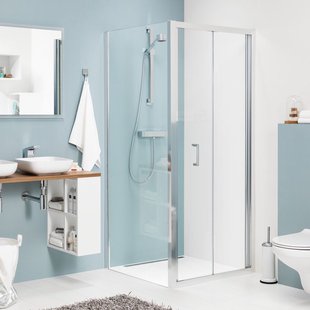 Sealskin Compact Vouwdeur Met Zijwand, 900x900mm Zilver Hoogglans| 6mm Helder Veiligheidsglas