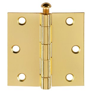 Deurscharnier - Messingkleurig Staal - 76x76 Mm - Met Rechte Hoeken