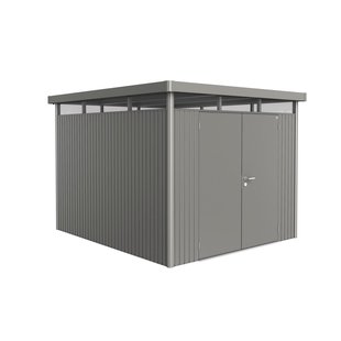 Biohort Metalen Tuinhuis Highline - Kwartsgrijs Metallic - 275x315cm - Dubbele Deur