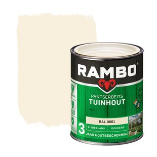Rambo Pantserbeits Tuinhout Dekkend Zijdeglans Ral 9001 Crèmewit 0,75l