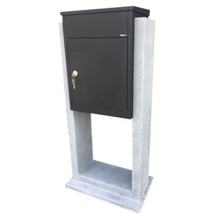 Pakketbrievenbus Barcelona Parcel - Natuursteen En Staal - Zwart - 52x113x32cm