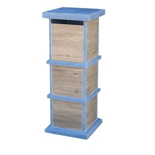 Brievenbus Staande Brievenbus Pamplona Woodlook - Natuursteen - Blauwe Hardsteen - 40x105x40cm
