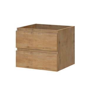 Aquazuro Wastafelonderkast Napoli 59cm - Natuur Eiken Houtlook - Met 2 Lades - 59,4x50x47,5cm