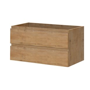 Aquazuro Wastafelonderkast Napoli 90cm - Natuur Eiken Houtlook - Met 2 Lades - 89,4x50x47,5cm