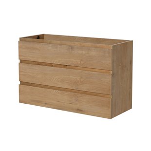 Aquazuro Wastafelonderkast Napoli 119cm - Natuur Eik Houtlook - Met 3 Lades - 119,4x75x47,5cm