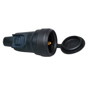 Kopp Contrastekker Randaarde Vergrendelbaar + Klep Rubber Ip44 Zwart