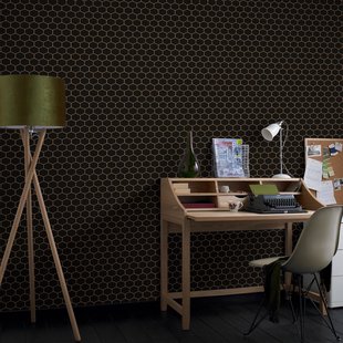 Decomode Vliesbehang Hexagon - Zwart - 10,05m X 52cm