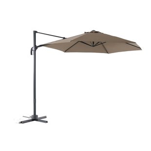 Central Park Zweefparasol Vive - D 290cm - Taupe - 360° Draaibaar 180g/m² Aluminium Mast