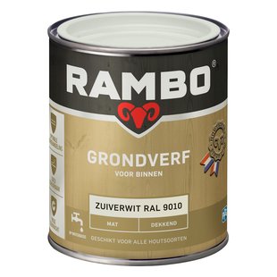 Rambo Grondverf Dekkend Mat Ral 9010 Zuiverwit 0,75 Ltr