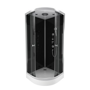 Aurlane Douchecabine Black 2 - Rond - 90x90x230cm - Zilver