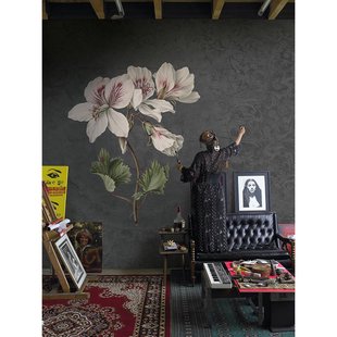 Fotobehang Lelie 14276 - Antraciet - Wit - Groen - 2,70m X 300cm