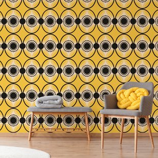 Fotobehang Seventies S703a9 - Oranje - Beige - Zwart - 2,70 M X 419 Cm