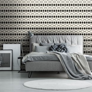 Fotobehang Seventies Grafisch - Zwart - Beige - Taupe - 2,70 M X 419 Cm