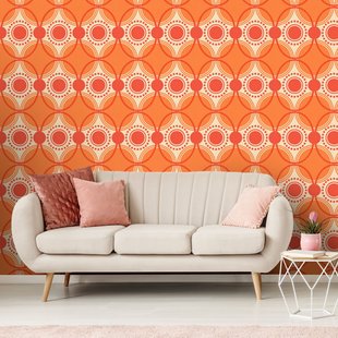 Fotobehang Seventies S703c4 - Oranje - Beige - 2,70m X 186cm