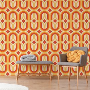 Fotobehang Seventies S704a4 - Oranje - Geel - Beige - 2,70 M X 186 Cm