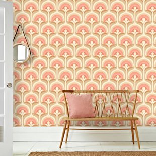 Fotobehang Seventies Grafisch - Roze - Beige - Bruin - 2,70 M X 419 Cm