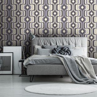 Fotobehang Seventies S708a4 - Paars - Grijs - Wit - Antraciet - 2,70m X 186cm