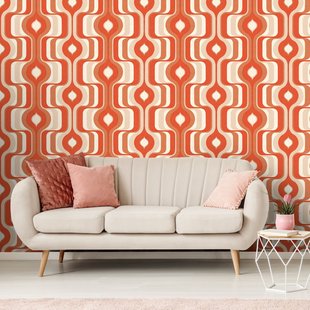 Fotobehang Seventies S708b9 - Oranje - Beige - 2,70m X 419cm