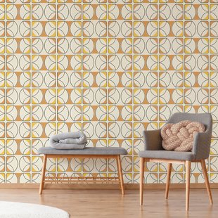 Fotobehang Seventies S713c4 - Oranje - Geel - Beige - Zwart - 2,70 M X 186 Cm