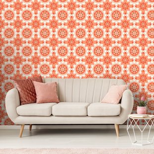 Fotobehang Seventies S715a9 - Oranje - Wit - 2,70m X 419cm