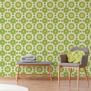 Fotobehang Seventies S715b9 - Groen - Wit - 2,70 M X 419 Cm