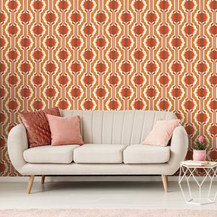 Fotobehang Seventies S717b4 - Rood - Bruin - Wit - 2,70m X 186cm