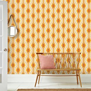 Fotobehang Seventies S717c9 - Geel - Oranje - Bruin - Wit - 2,70 M X 419 Cm