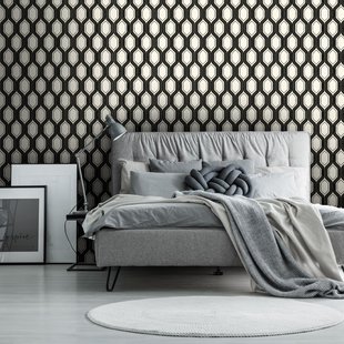 Fotobehang Seventies S718a4 - Zwart - Wit - 2,70 M X 186 Cm