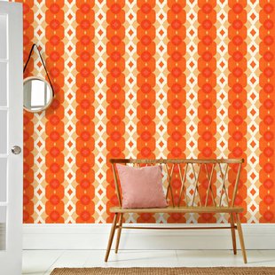 Fotobehang Seventies S720a9 - Oranje - Wit - 2,70 M X 419 Cm