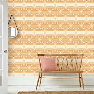 Fotobehang Seventies S721b9 - Oranje - Beige - 2,70m X 419cm