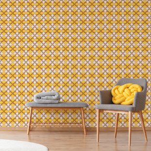 Fotobehang Seventies S723a4 - Geel - Bruin - Beige - 2,70 M X 186 Cm