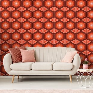 Fotobehang Seventies - Oranje - Wit - Donkerbruin - 2,70 M X 419 Cm