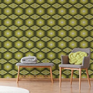 Fotobehang Seventies S724c9 - Groen - Wit - 2,70m X 419cm