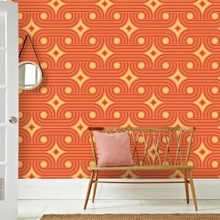 Fotobehang Seventies - Oranje - Geel - 2,70 M X 419 Cm