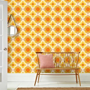 Fotobehang Seventies S736a9 - Oranje - Geel - Bruin - Wit - 2,70 M X 419 Cm