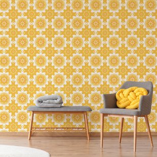 Fotobehang Seventies Grafisch S737a9 - Oranje - Geel - Wit - 2,70 M X 419 Cm